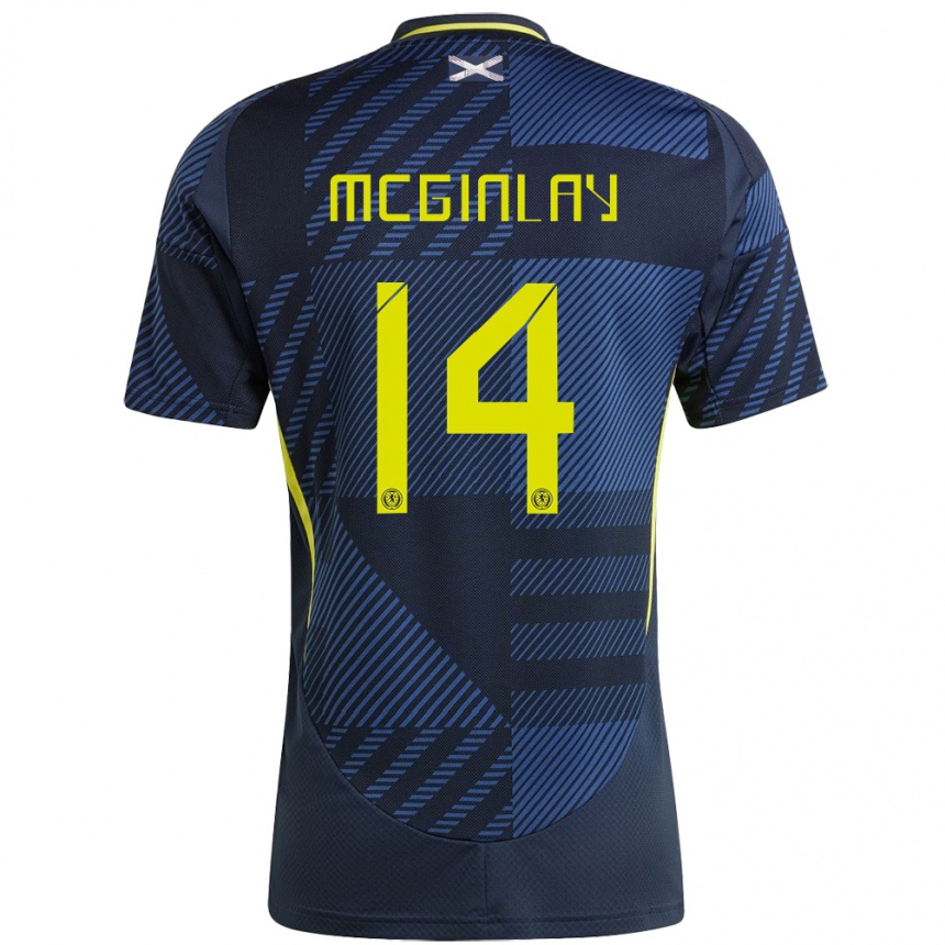 Kids Football Scotland Aiden Mcginlay #14 Dark Blue Home Jersey 24-26 T-Shirt