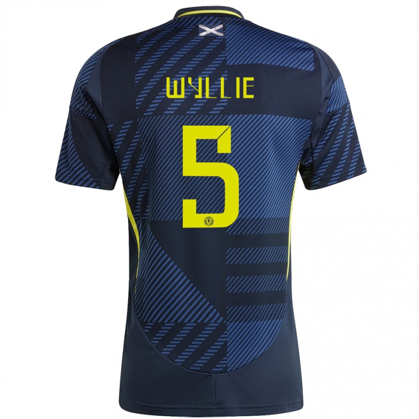 Kids Football Scotland Jack Wyllie #5 Dark Blue Home Jersey 24-26 T-Shirt