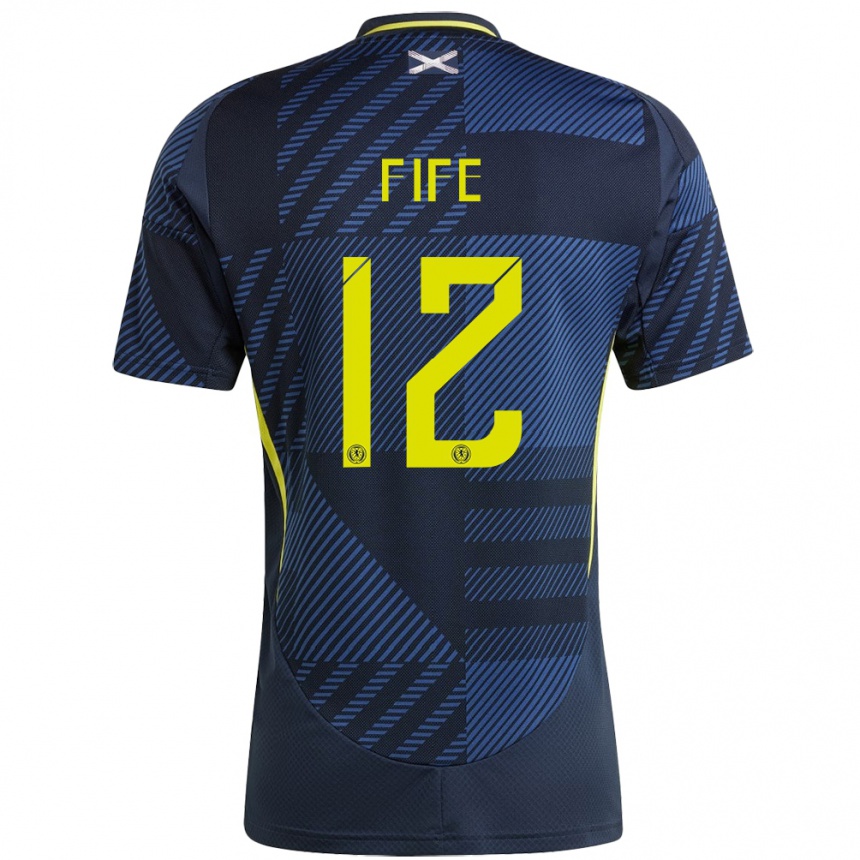 Kids Football Scotland Jenna Fife #12 Dark Blue Home Jersey 24-26 T-Shirt