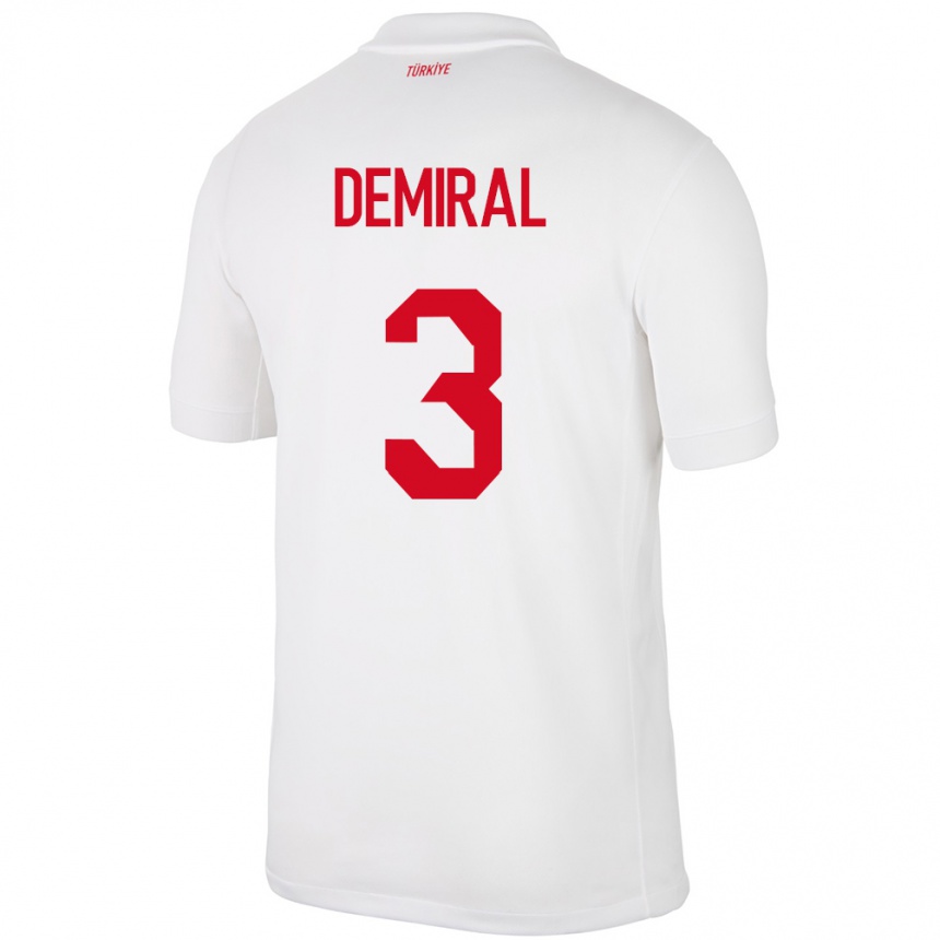 Kids Football Turkey Merih Demiral #3 White Home Jersey 24-26 T-Shirt