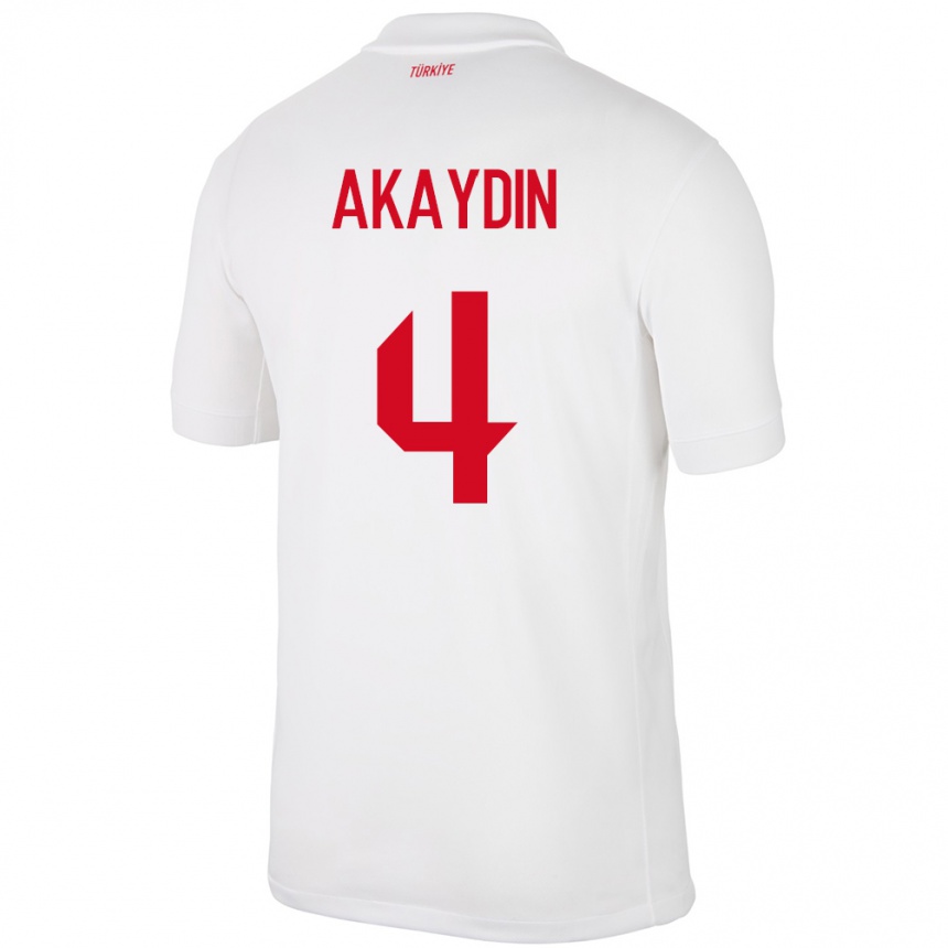 Kids Football Turkey Samet Akaydin #4 White Home Jersey 24-26 T-Shirt