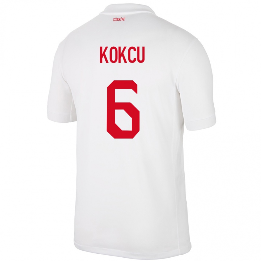 Kids Football Turkey Orkun Kökçü #6 White Home Jersey 24-26 T-Shirt