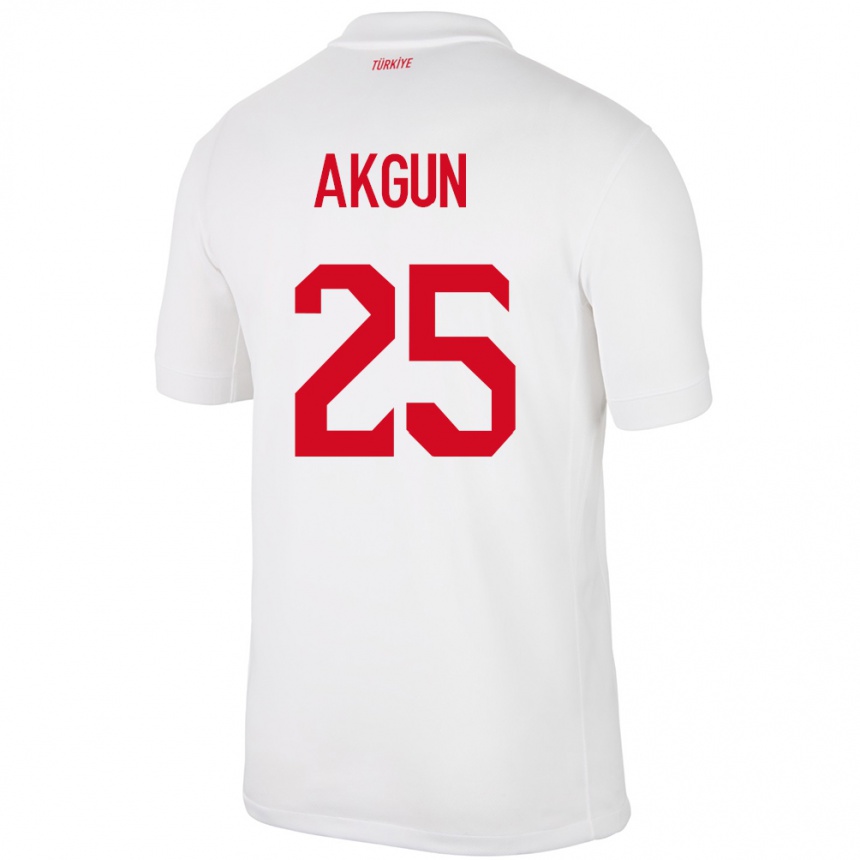 Kids Football Turkey Yunus Akgün #25 White Home Jersey 24-26 T-Shirt