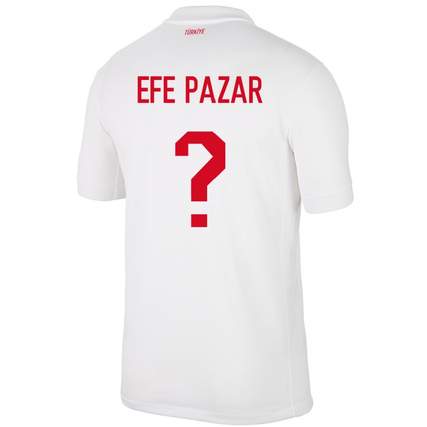 Kids Football Turkey Alper Efe Pazar #0 White Home Jersey 24-26 T-Shirt