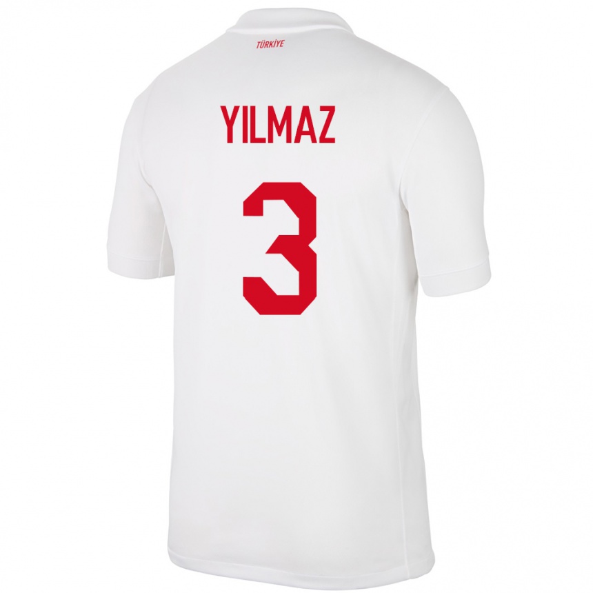 Kids Football Turkey Berkay Yılmaz #3 White Home Jersey 24-26 T-Shirt