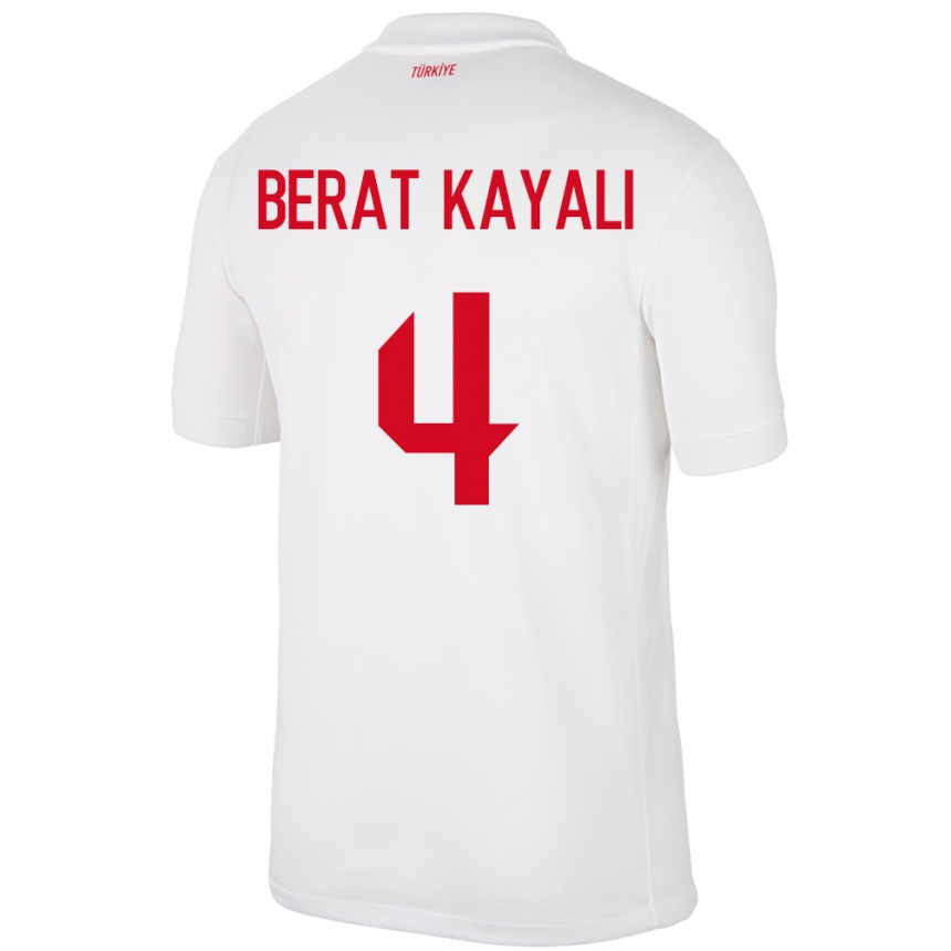 Kids Football Turkey Hasan Berat Kayalı #4 White Home Jersey 24-26 T-Shirt