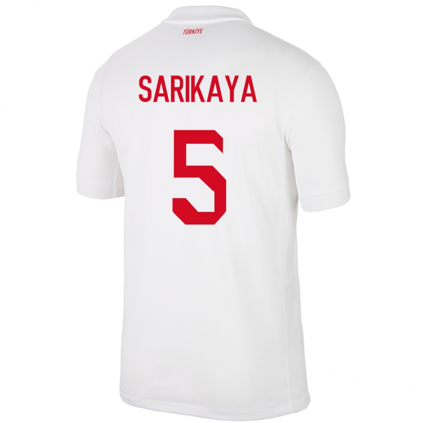 Kids Football Turkey Efe Sarıkaya #5 White Home Jersey 24-26 T-Shirt