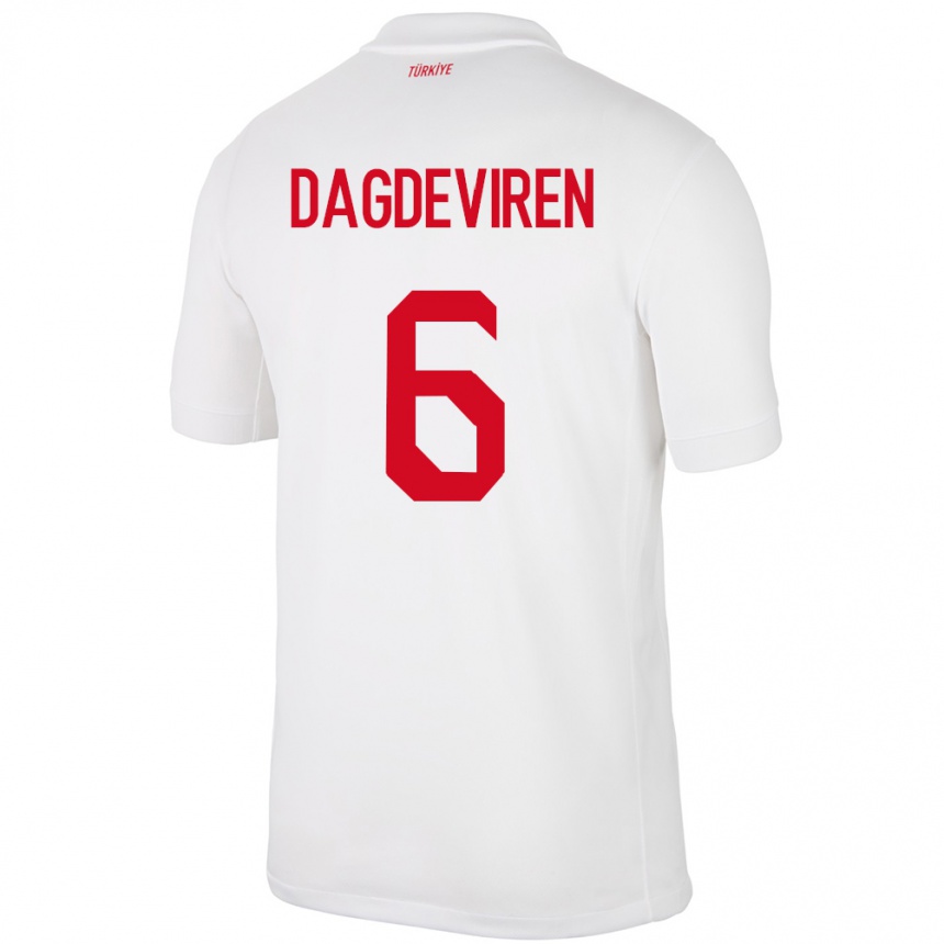 Kids Football Turkey Diren Dağdeviren #6 White Home Jersey 24-26 T-Shirt