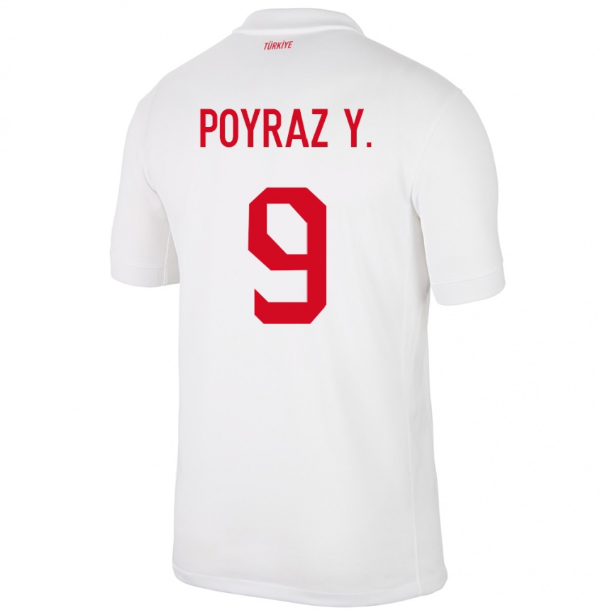 Kids Football Turkey Poyraz Yıldırım #9 White Home Jersey 24-26 T-Shirt