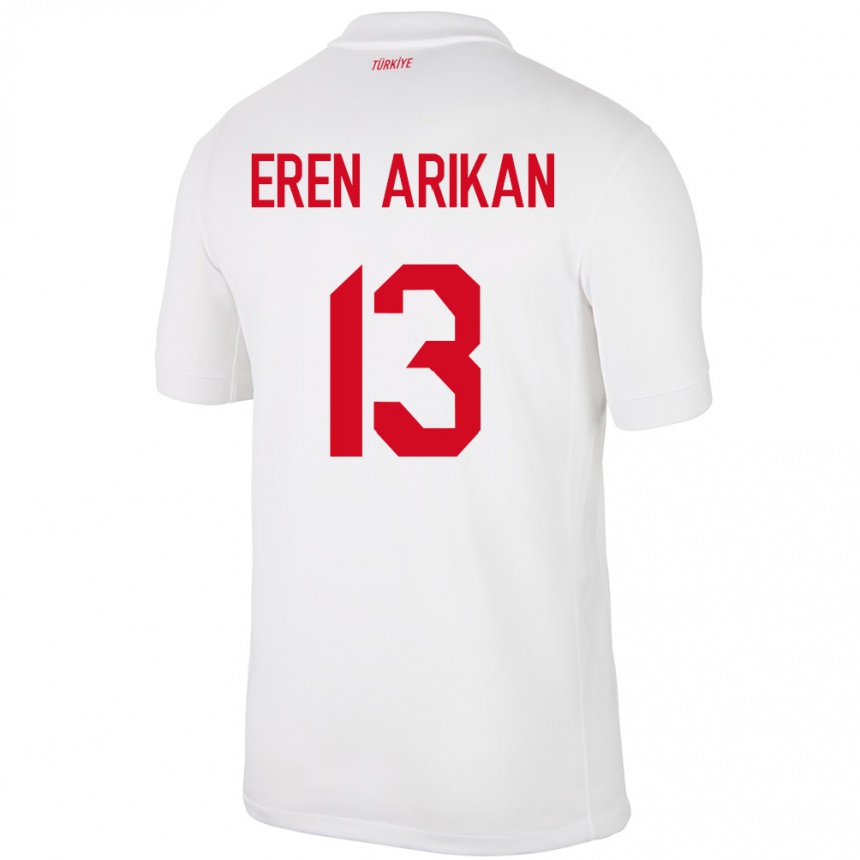 Kids Football Turkey Muhammed Eren Arıkan #13 White Home Jersey 24-26 T-Shirt