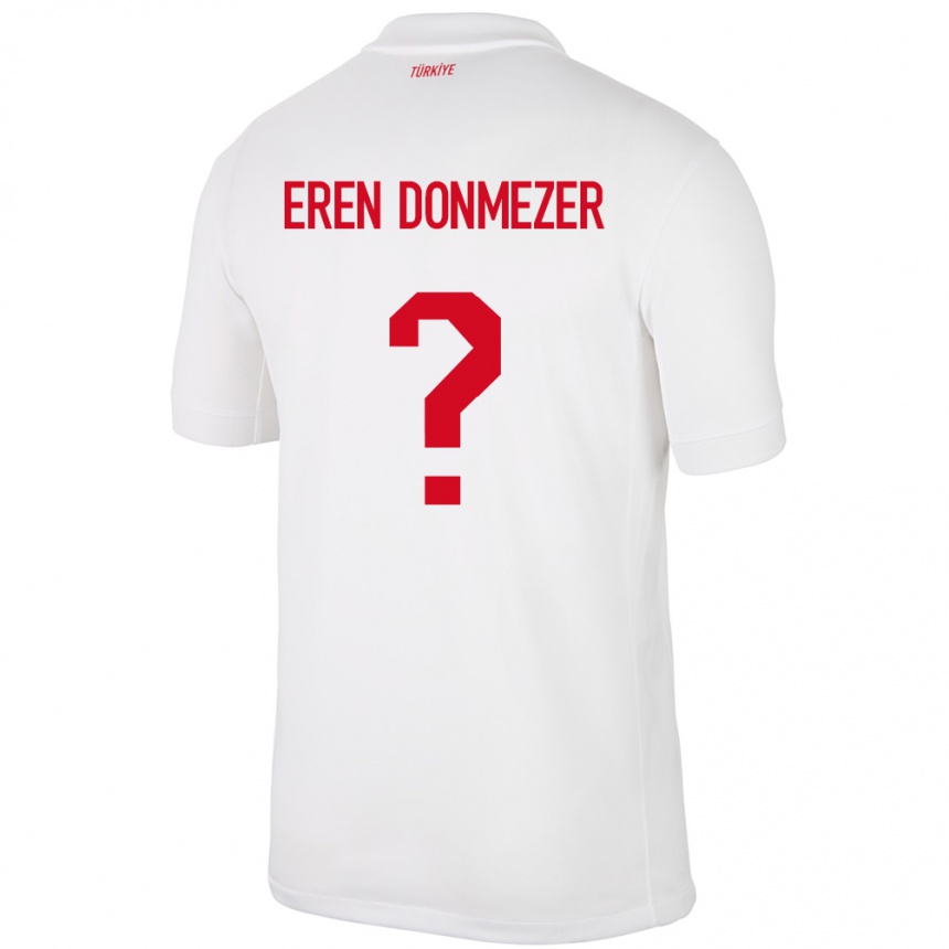 Kids Football Turkey Deniz Eren Dönmezer #0 White Home Jersey 24-26 T-Shirt