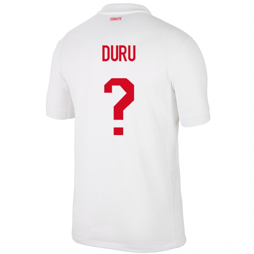 Kids Football Turkey Mustafa Duru #0 White Home Jersey 24-26 T-Shirt