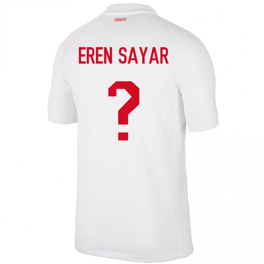 Kids Football Turkey Emin Eren Sayar #0 White Home Jersey 24-26 T-Shirt