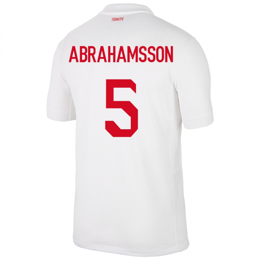 Kids Football Turkey Sejde Aylin Abrahamsson #5 White Home Jersey 24-26 T-Shirt