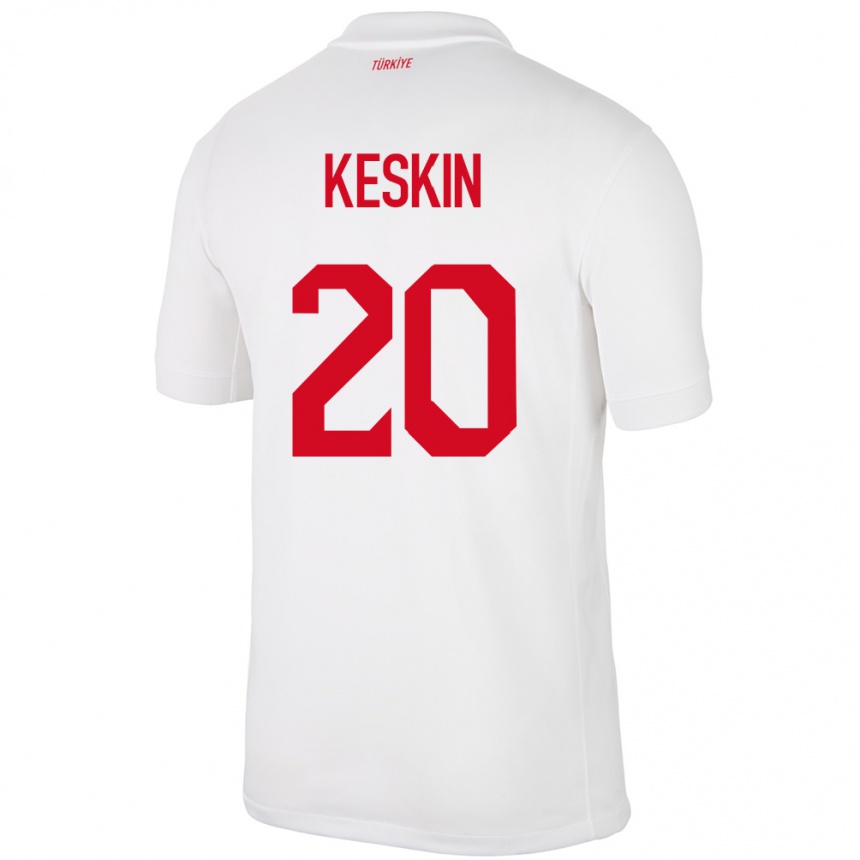 Kids Football Turkey Elif Keskin #20 White Home Jersey 24-26 T-Shirt