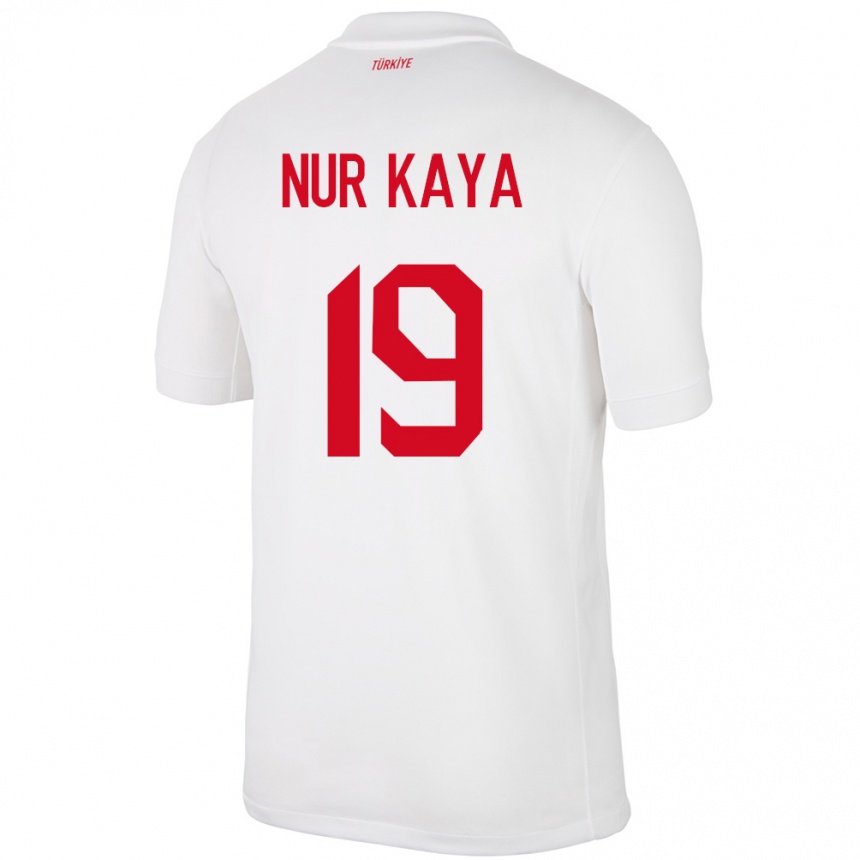 Kids Football Turkey Cansu Nur Kaya #19 White Home Jersey 24-26 T-Shirt