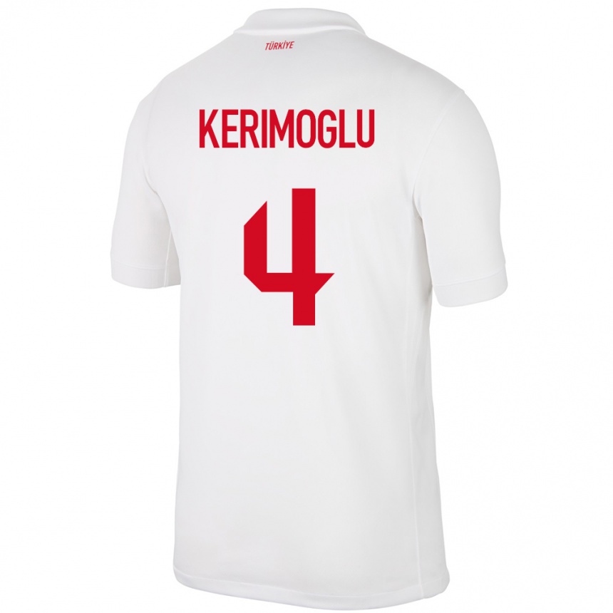 Kids Football Turkey Zeynap Kerimoğlu #4 White Home Jersey 24-26 T-Shirt