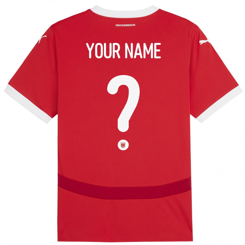 Kids Football Austria Your Name #0 Red Home Jersey 24-26 T-Shirt