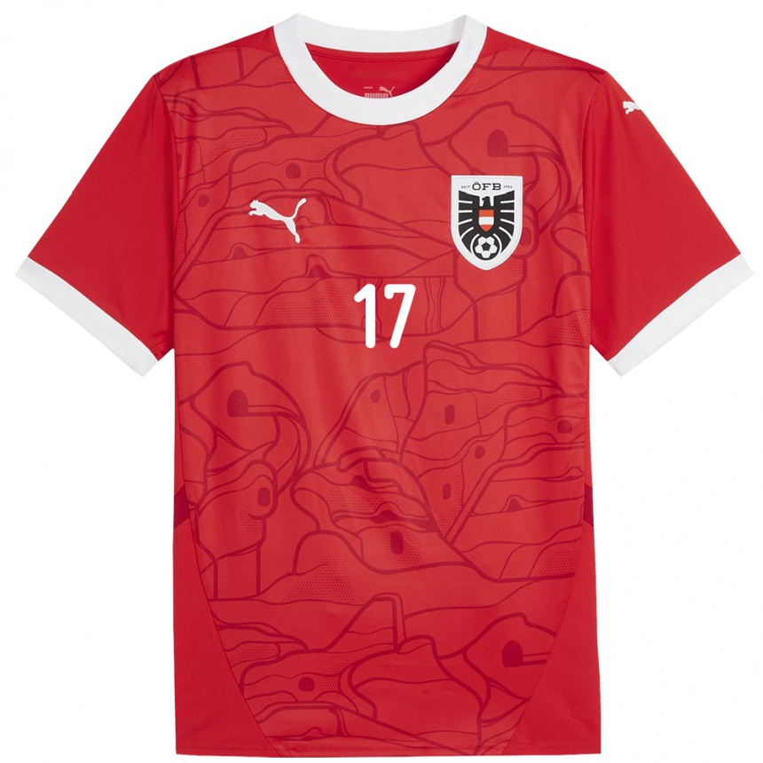 Kids Football Austria Pascal Fallmann #17 Red Home Jersey 24-26 T-Shirt