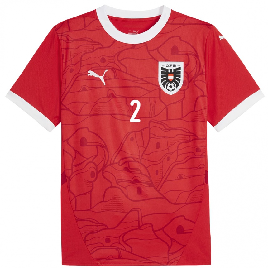 Kids Football Austria Livia Brunmair #2 Red Home Jersey 24-26 T-Shirt