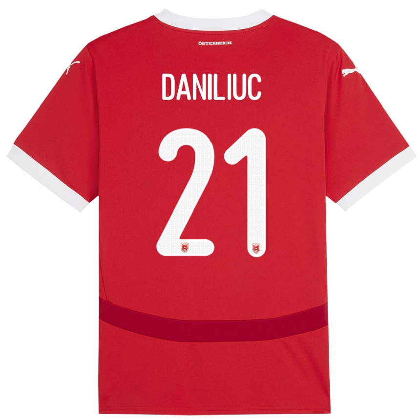 Kids Football Austria Flavius Daniliuc #21 Red Home Jersey 24-26 T-Shirt