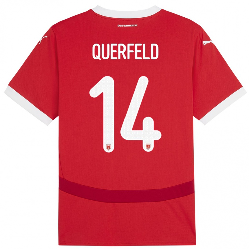 Kids Football Austria Leopold Querfeld #14 Red Home Jersey 24-26 T-Shirt