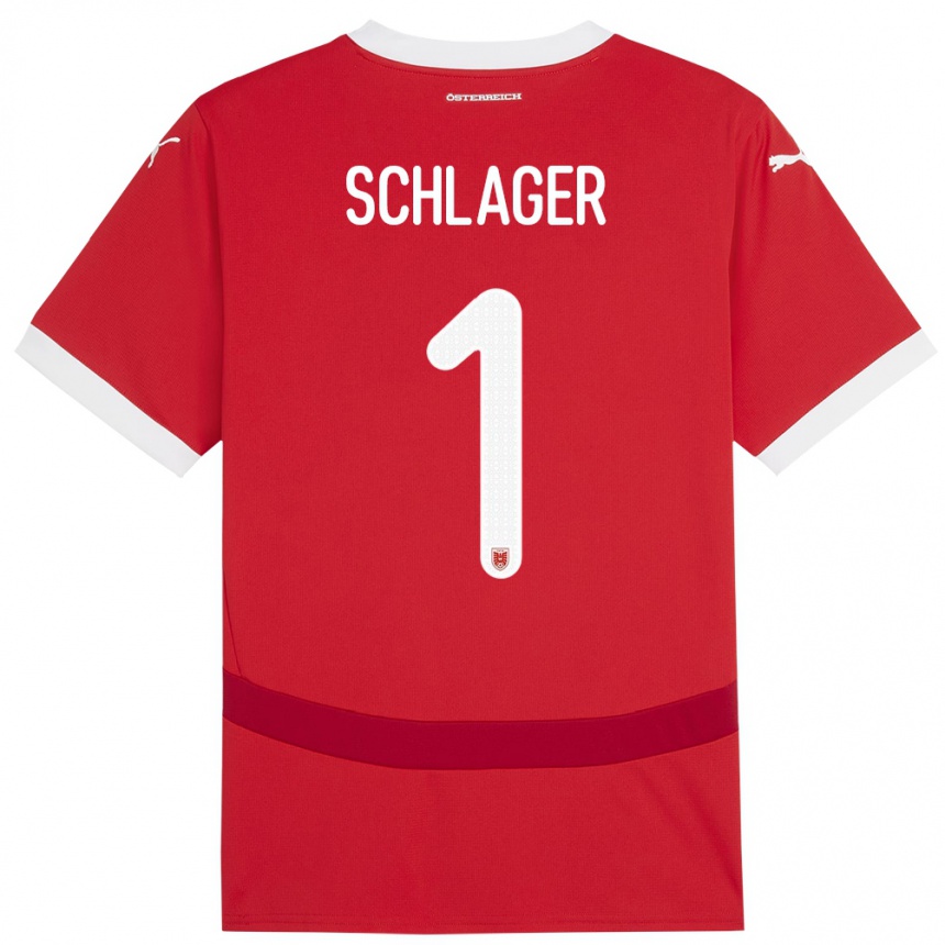 Kids Football Austria Alexander Schlager #1 Red Home Jersey 24-26 T-Shirt