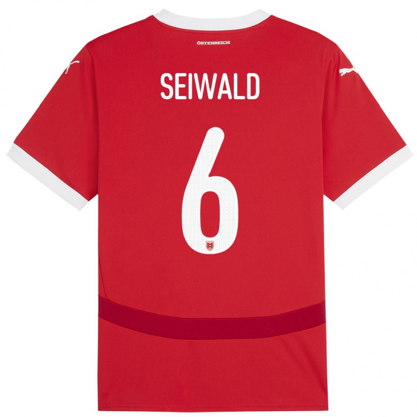 Kids Football Austria Nicolas Seiwald #6 Red Home Jersey 24-26 T-Shirt