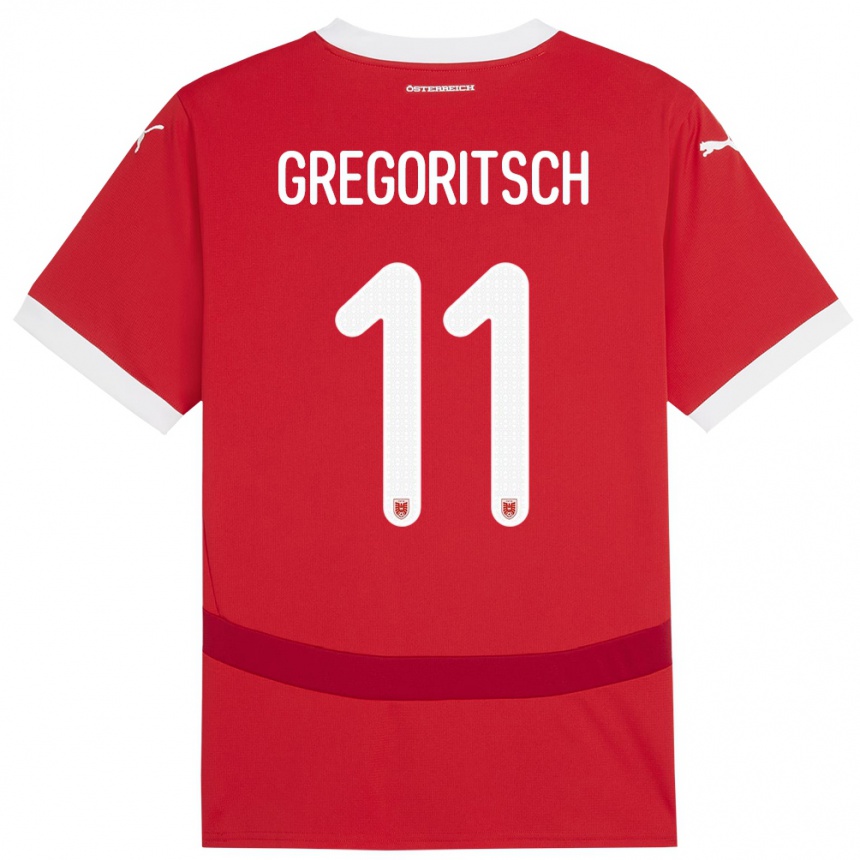 Kids Football Austria Michael Gregoritsch #11 Red Home Jersey 24-26 T-Shirt
