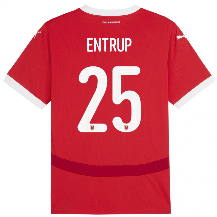 Kids Football Austria Maximilian Entrup #25 Red Home Jersey 24-26 T-Shirt