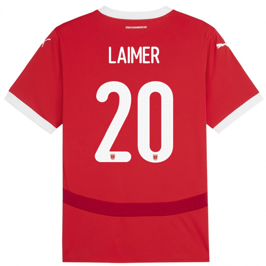 Kids Football Austria Konrad Laimer #20 Red Home Jersey 24-26 T-Shirt