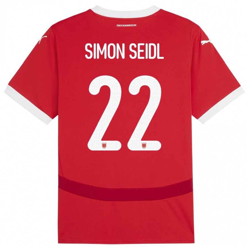 Kids Football Austria Simon Seidl #22 Red Home Jersey 24-26 T-Shirt