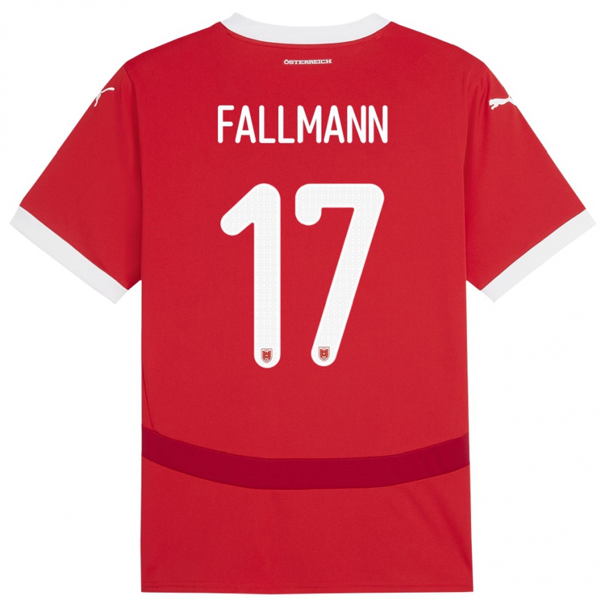 Kids Football Austria Pascal Fallmann #17 Red Home Jersey 24-26 T-Shirt