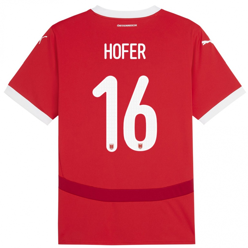 Kids Football Austria Raphael Hofer #16 Red Home Jersey 24-26 T-Shirt