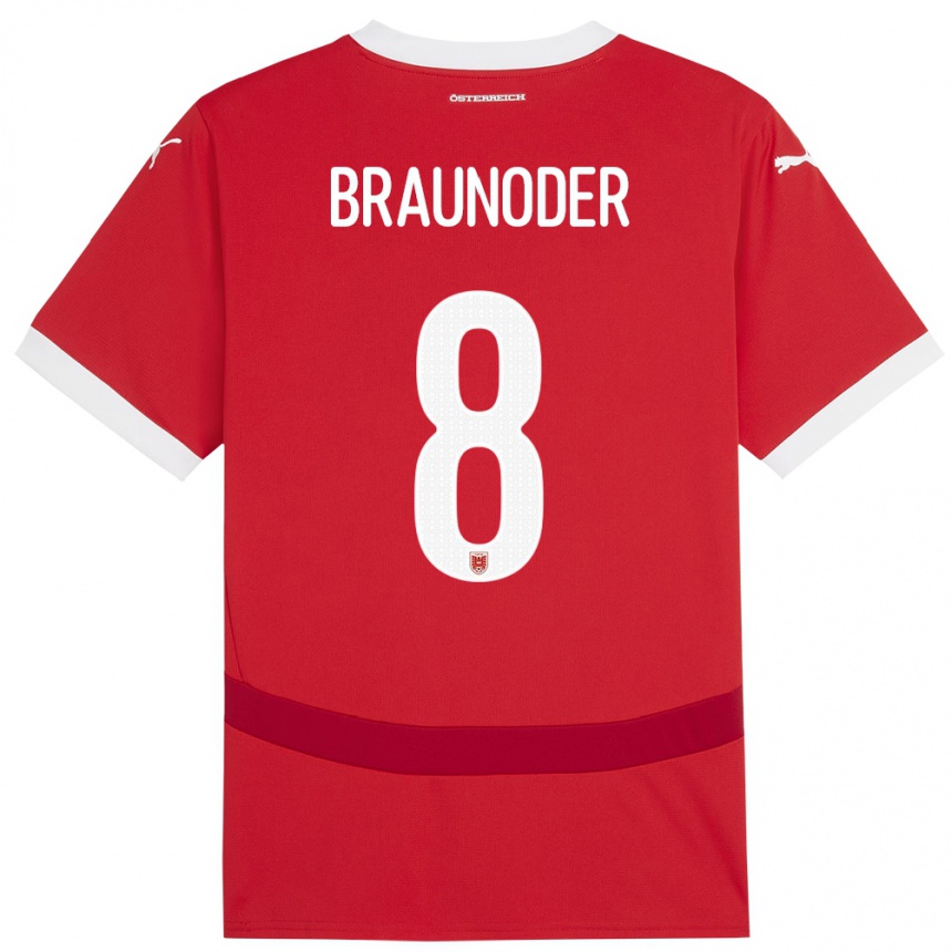 Kids Football Austria Matthias Braunöder #8 Red Home Jersey 24-26 T-Shirt