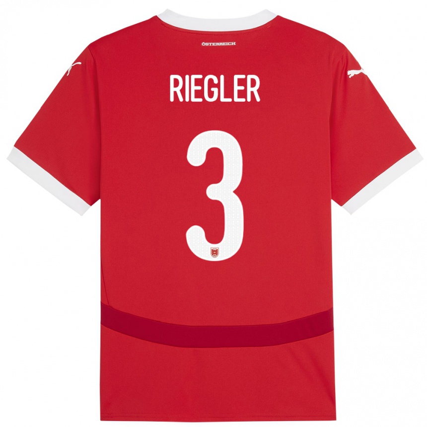 Kids Football Austria David Riegler #3 Red Home Jersey 24-26 T-Shirt