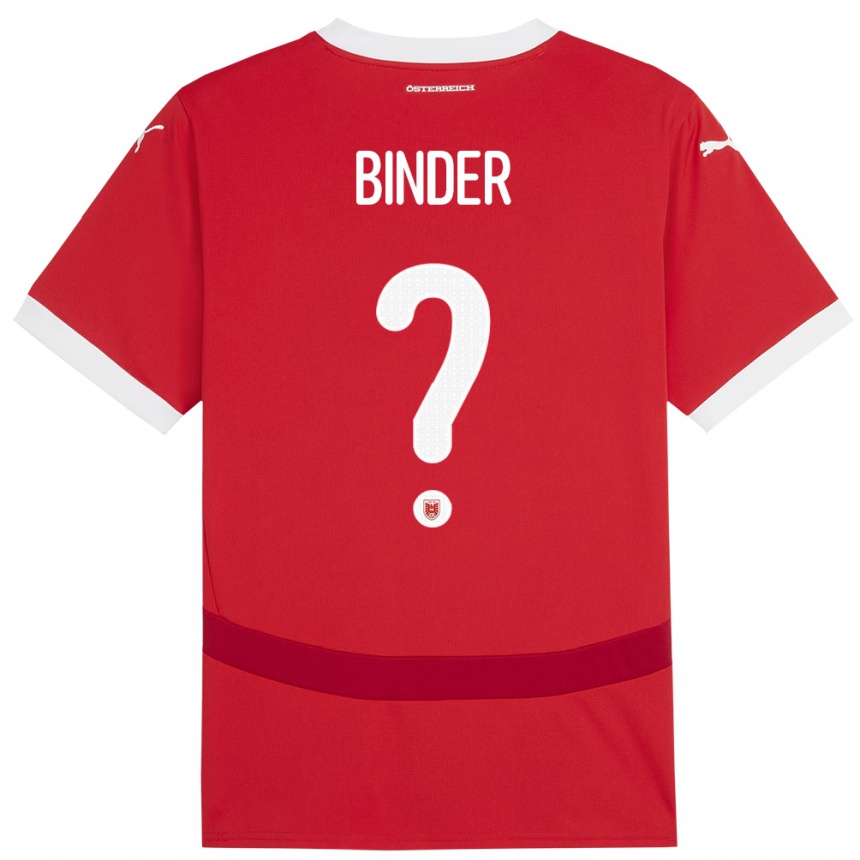 Kids Football Austria Nicolas Binder #0 Red Home Jersey 24-26 T-Shirt