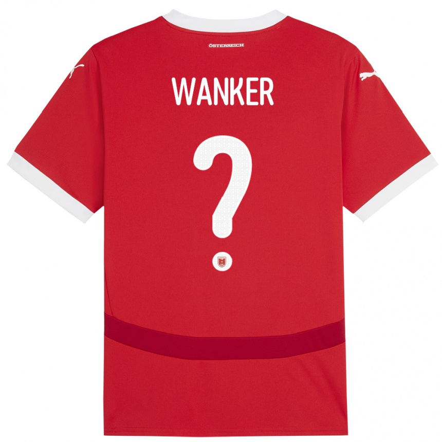 Kids Football Austria Jakob Wanker #0 Red Home Jersey 24-26 T-Shirt