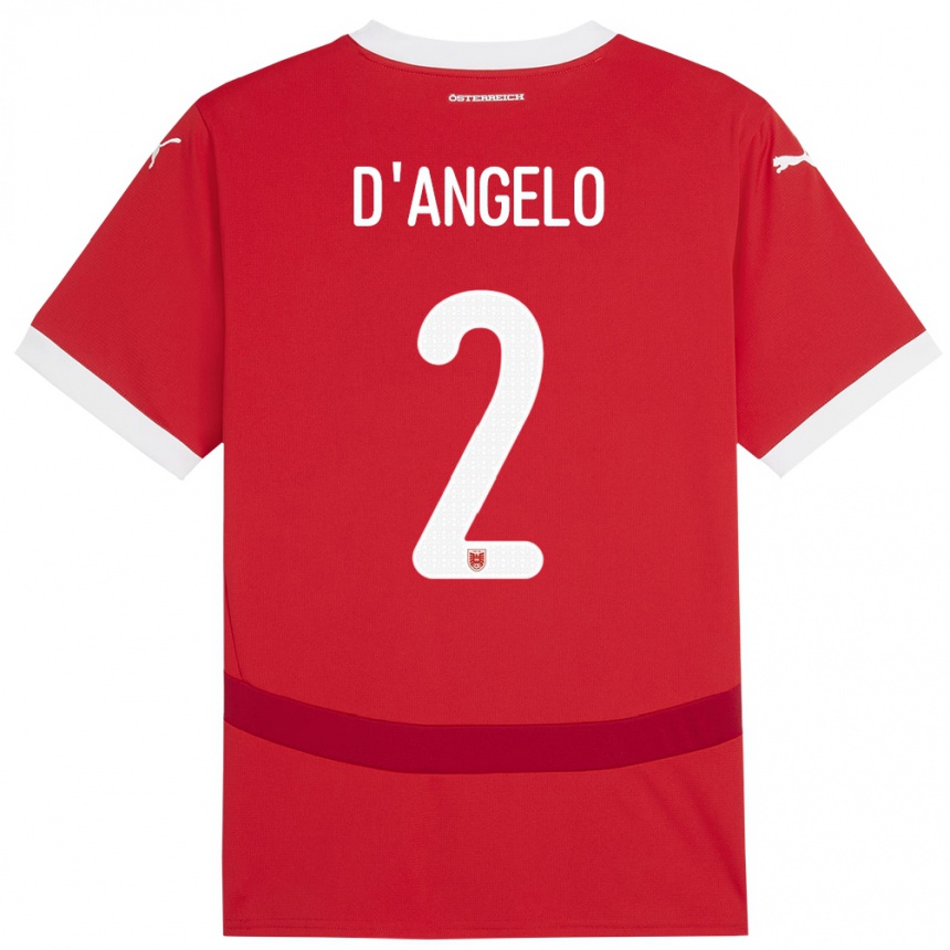 Kids Football Austria Chiara D’angelo #2 Red Home Jersey 24-26 T-Shirt