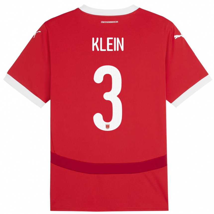 Kids Football Austria Jennifer Klein #3 Red Home Jersey 24-26 T-Shirt