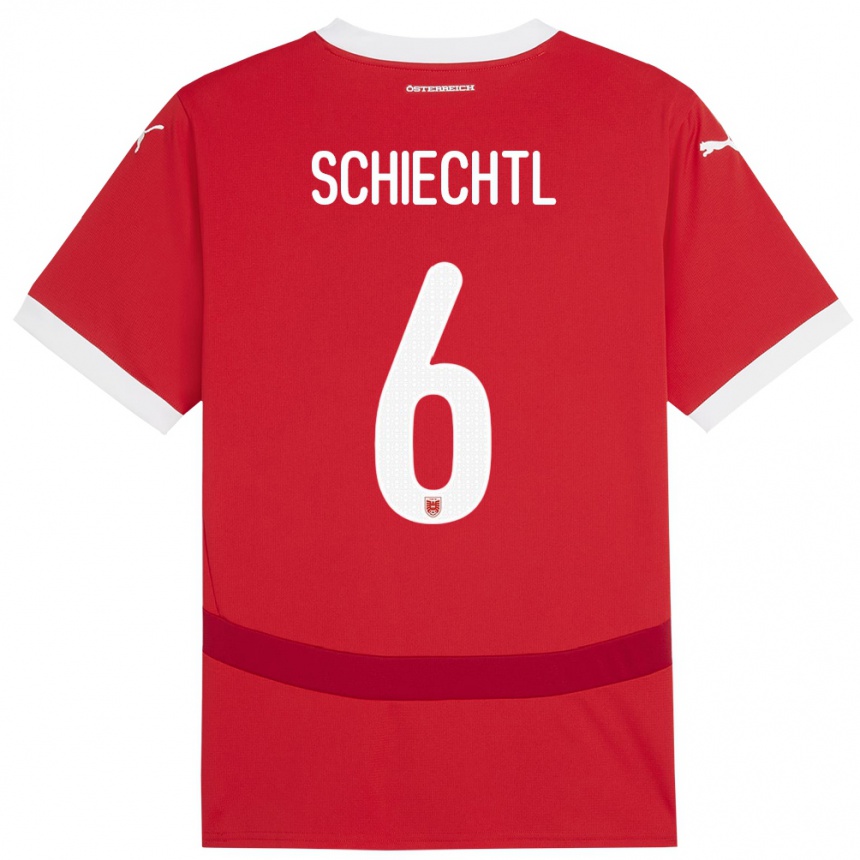 Kids Football Austria Katharina Schiechtl #6 Red Home Jersey 24-26 T-Shirt