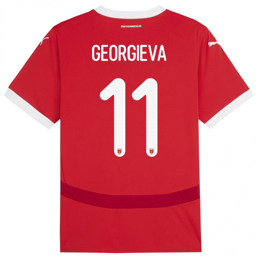 Kids Football Austria Marina Georgieva #11 Red Home Jersey 24-26 T-Shirt