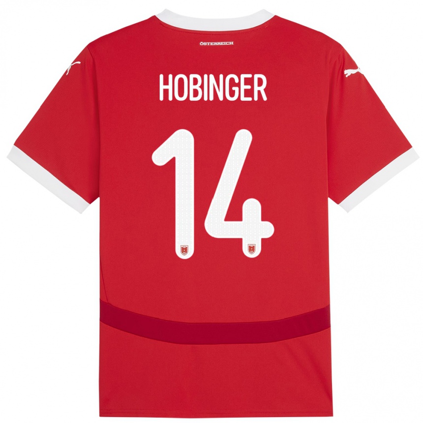 Kids Football Austria Marie Höbinger #14 Red Home Jersey 24-26 T-Shirt