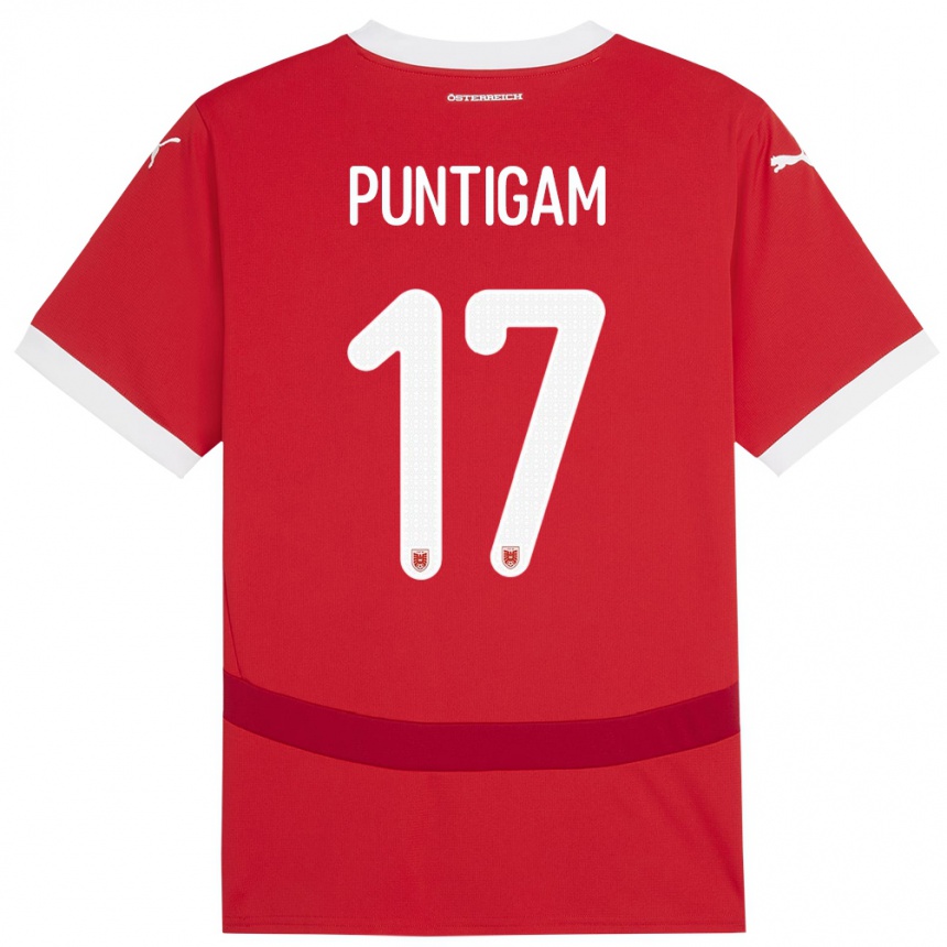 Kids Football Austria Sarah Puntigam #17 Red Home Jersey 24-26 T-Shirt