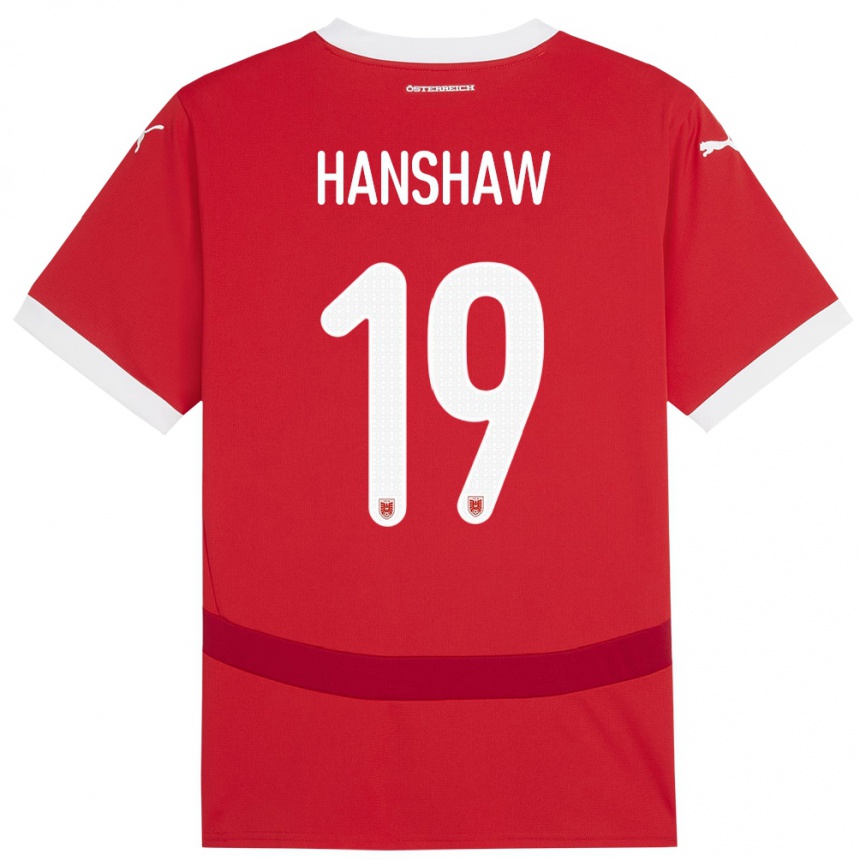 Kids Football Austria Verena Hanshaw #19 Red Home Jersey 24-26 T-Shirt