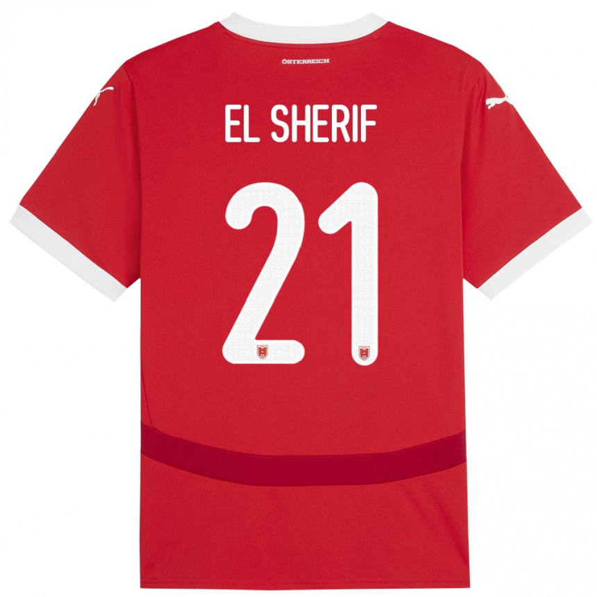 Kids Football Austria Mariella El Sherif #21 Red Home Jersey 24-26 T-Shirt