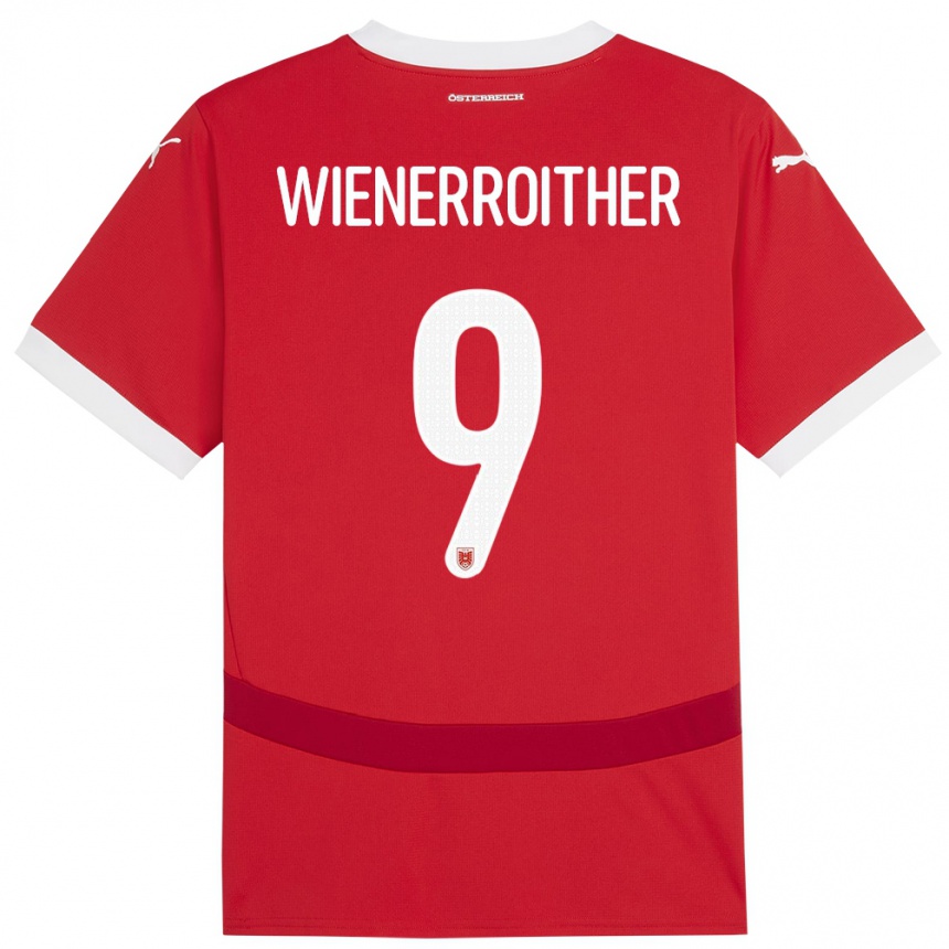 Kids Football Austria Katja Wienerroither #9 Red Home Jersey 24-26 T-Shirt