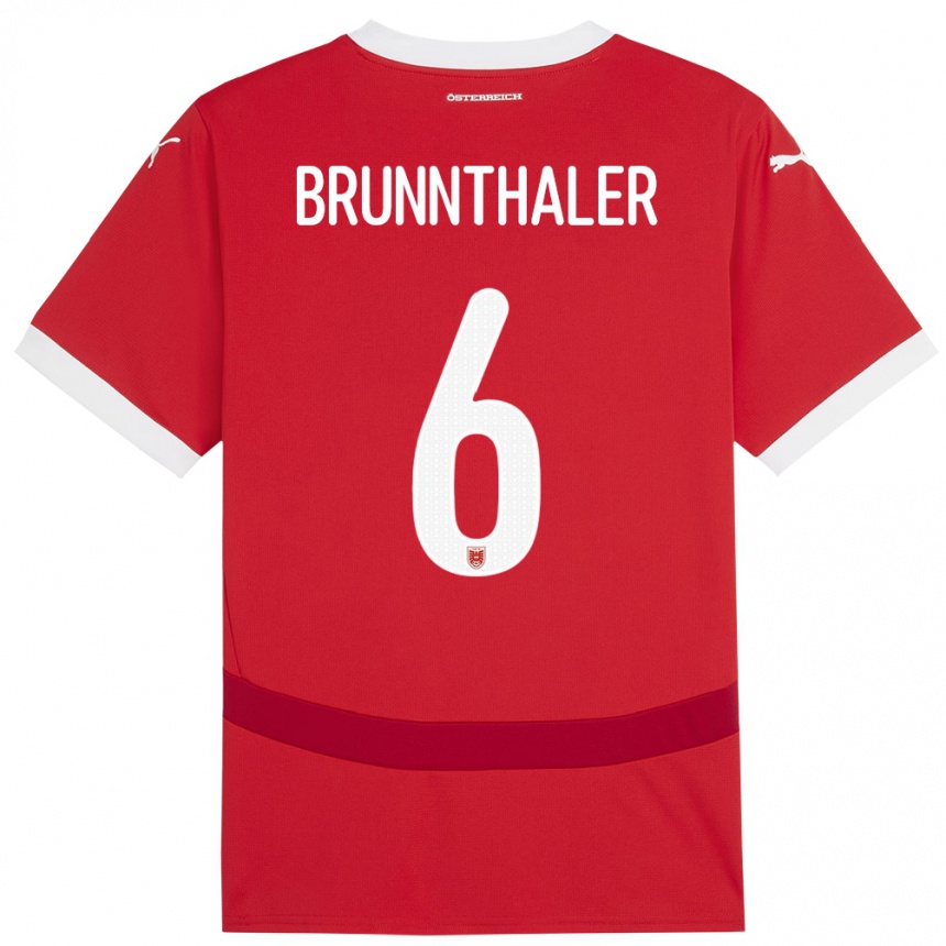 Kids Football Austria Melanie Brunnthaler #6 Red Home Jersey 24-26 T-Shirt