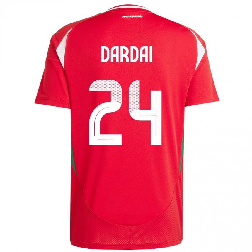 Kids Football Hungary Márton Dárdai #24 Red Home Jersey 24-26 T-Shirt