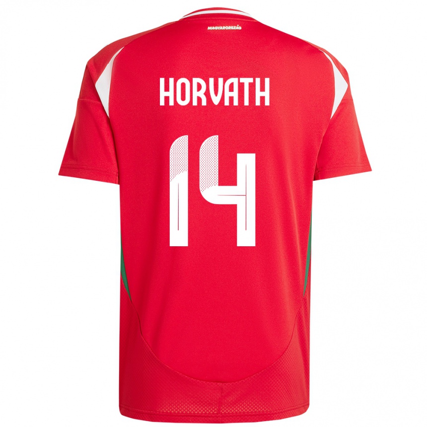 Kids Football Hungary Artúr Horváth #14 Red Home Jersey 24-26 T-Shirt